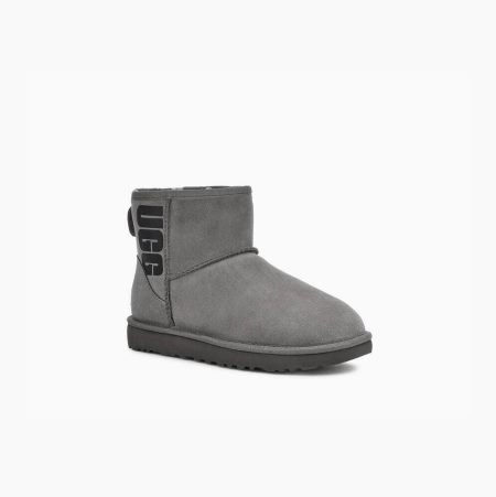 UGG Classic Mini Rubber Logo Grey Boots for Women (ENCB09627)